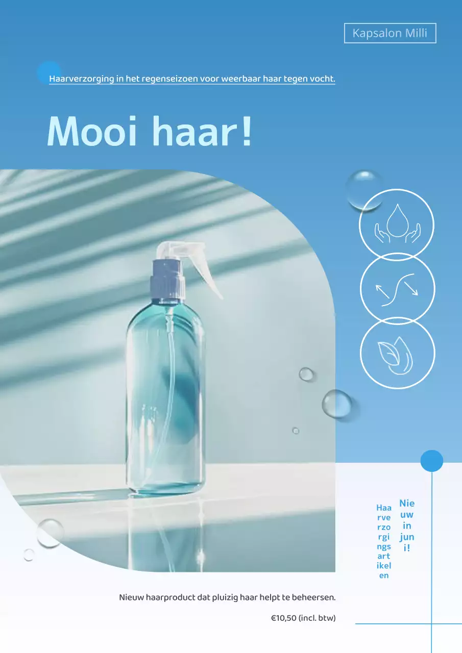 Promoot eenvoudige haarverzorgingsproducten voor het regenseizoen in blauw en hemelsblauw