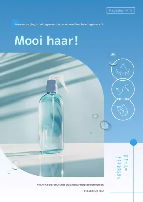 Promoot eenvoudige haarverzorgingsproducten voor het regenseizoen in blauw en hemelsblauw