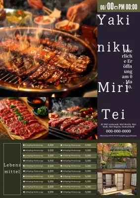 Werbung für die Eröffnung einer grünen, traditionellen Metzgerei