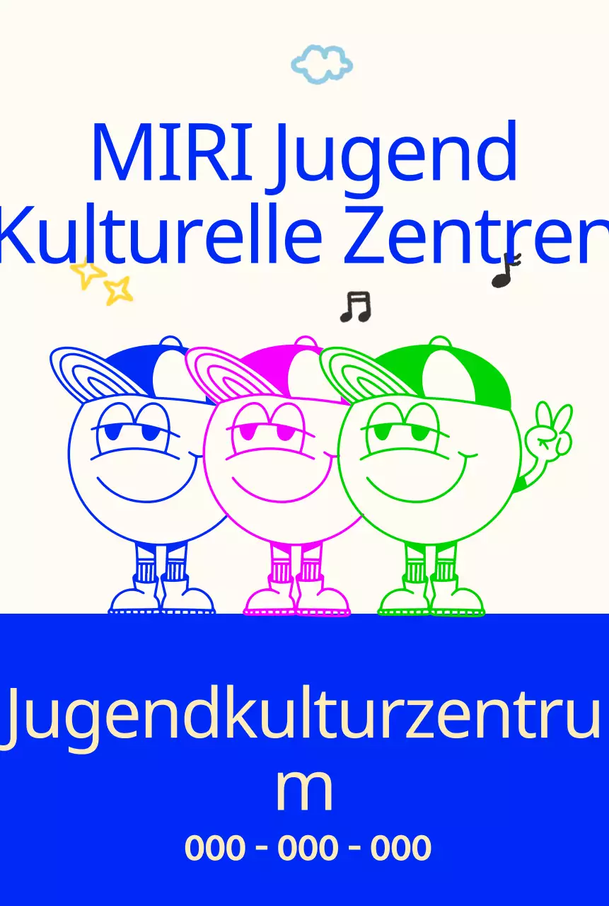 Helles und niedliches Jugendkulturzentrum mit Jugendfiguren