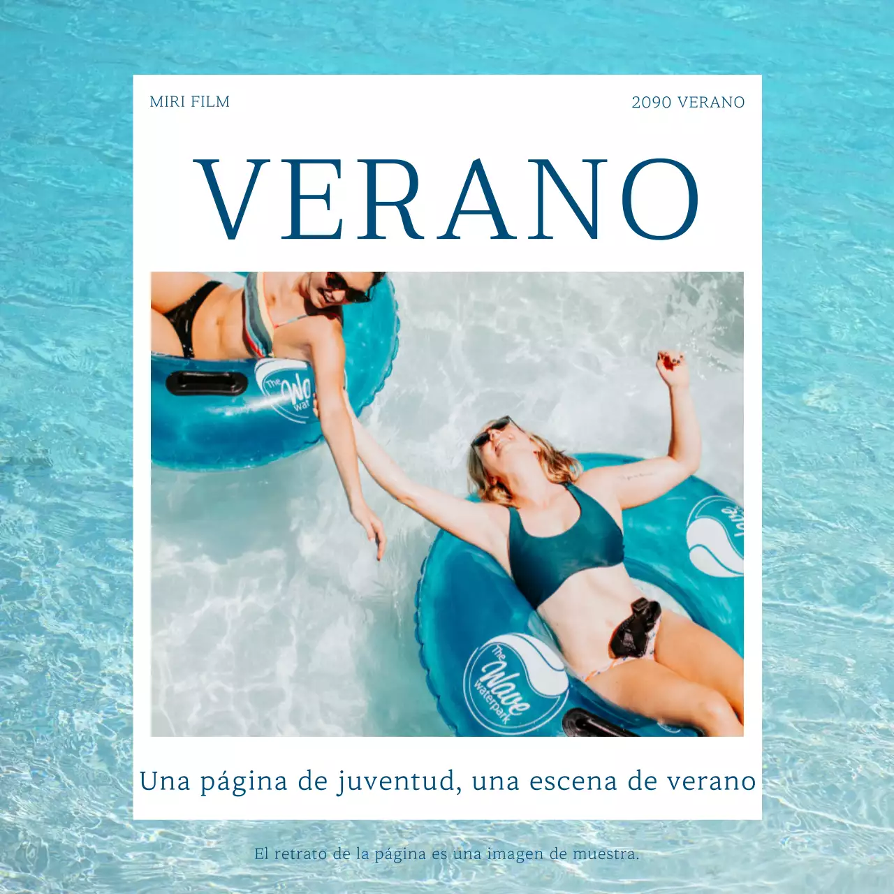 Un moderno poste de verano en azul claro y blanco