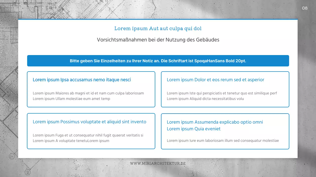 Schlichter architektonischer Gestaltungsauftrag in Blau und Grau