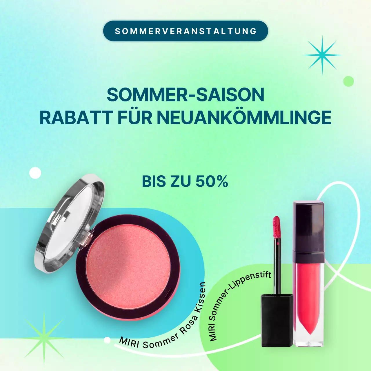 Werben Sie für Rabatte auf die neue Sommerkollektion in den Trendfarben Chartreuse und Hellblau