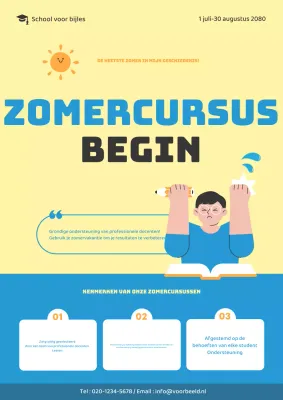 De gele en blauwe basisspecials voor de zomervakantie op school promoten