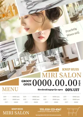 Moderne en stijlvolle kapsalonreclame in ivoor en oranje