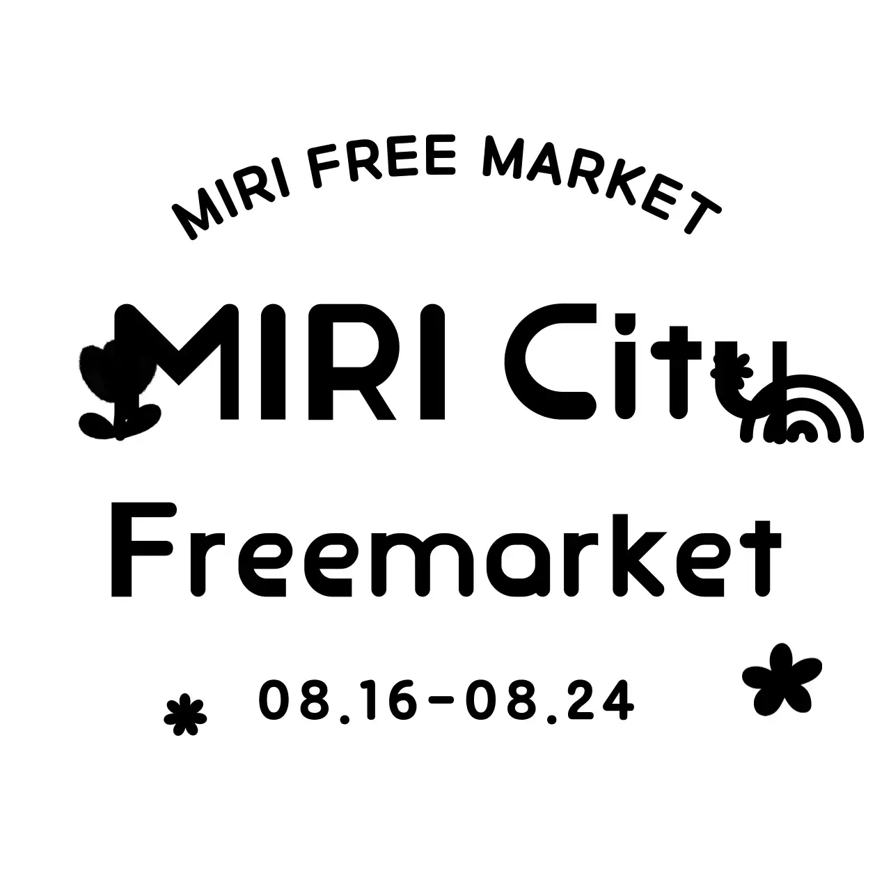 Bright and cheerful freemarket with rainbows and flowers