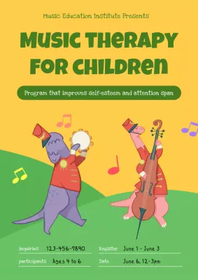 Yellow Playful Therapy Invitation Poster