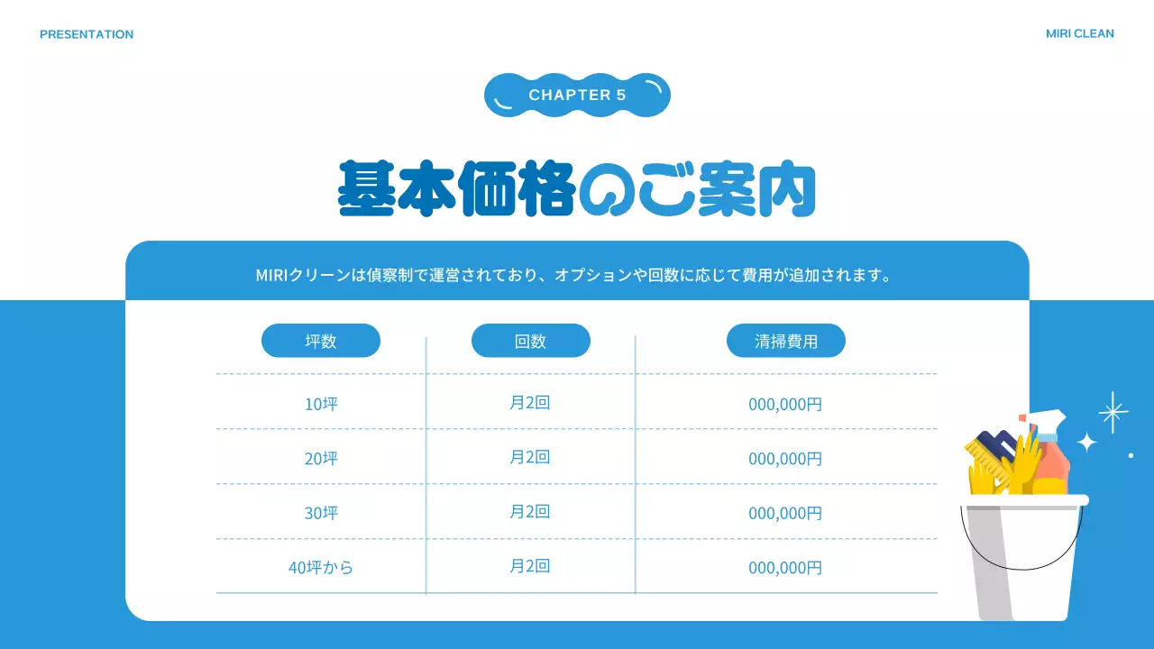 青 シンプル 清掃 プレゼンテーション