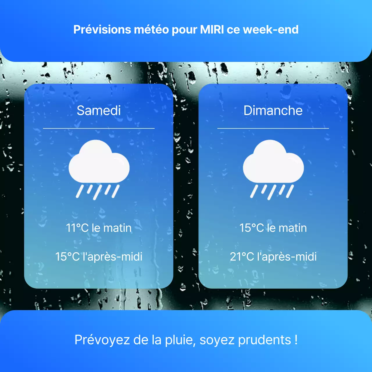 Style basique en bleu et blanc Annonces météo