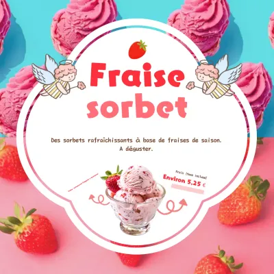 Promouvoir les glaces d'été de base en rouge et rose