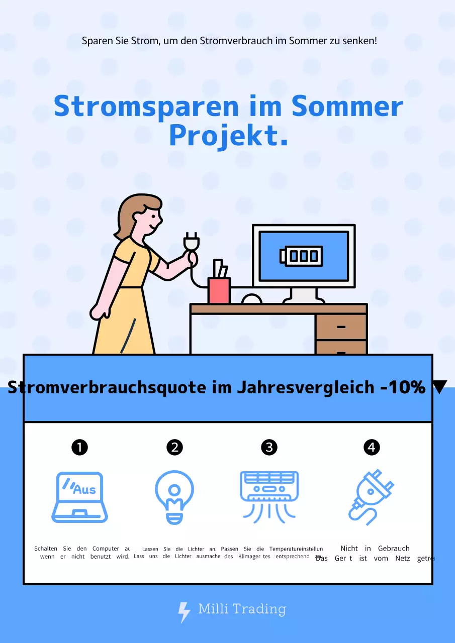 Eine einfache blaue und hellblaue Sommer-Stromsparanfrage für Ihre Mitarbeit