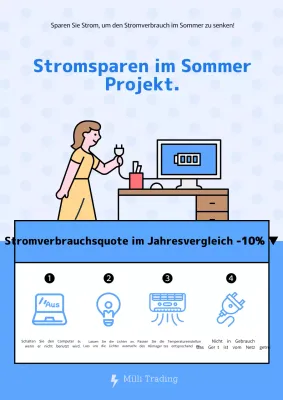 Eine einfache blaue und hellblaue Sommer-Stromsparanfrage für Ihre Mitarbeit