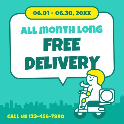 Teal Trendy Delivery Promotion Social Media Post