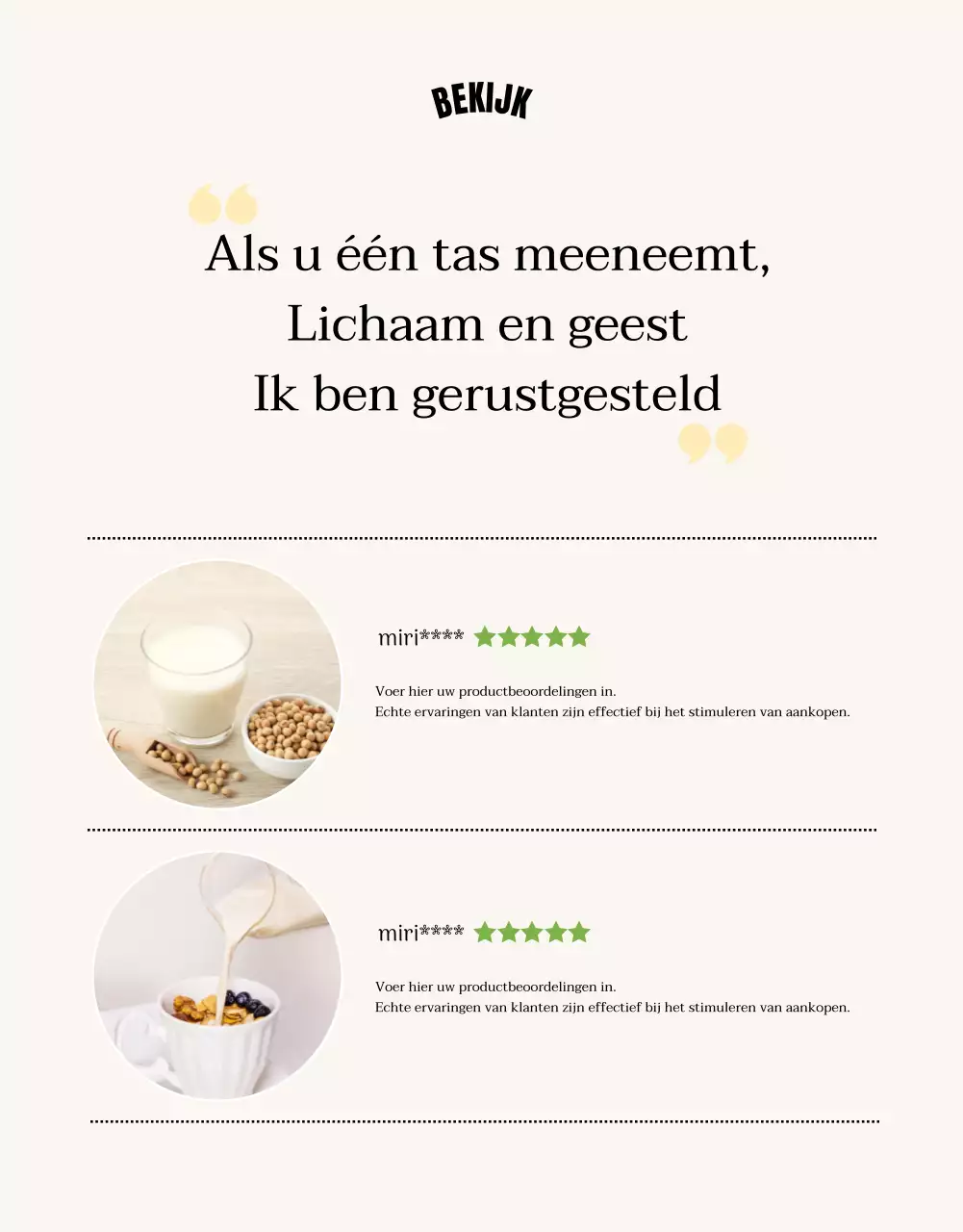 Over het beige, minimalistische sojamelkproduct