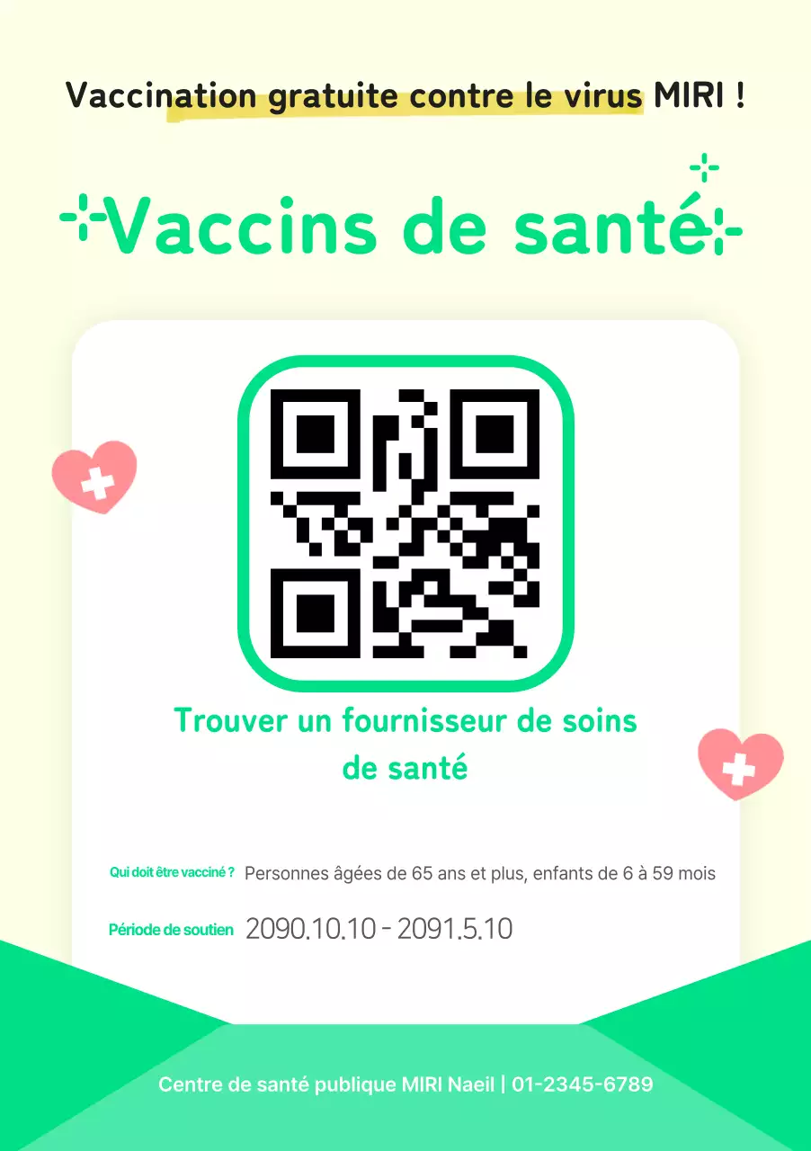Avis de vaccination sanitaire jaune et vert