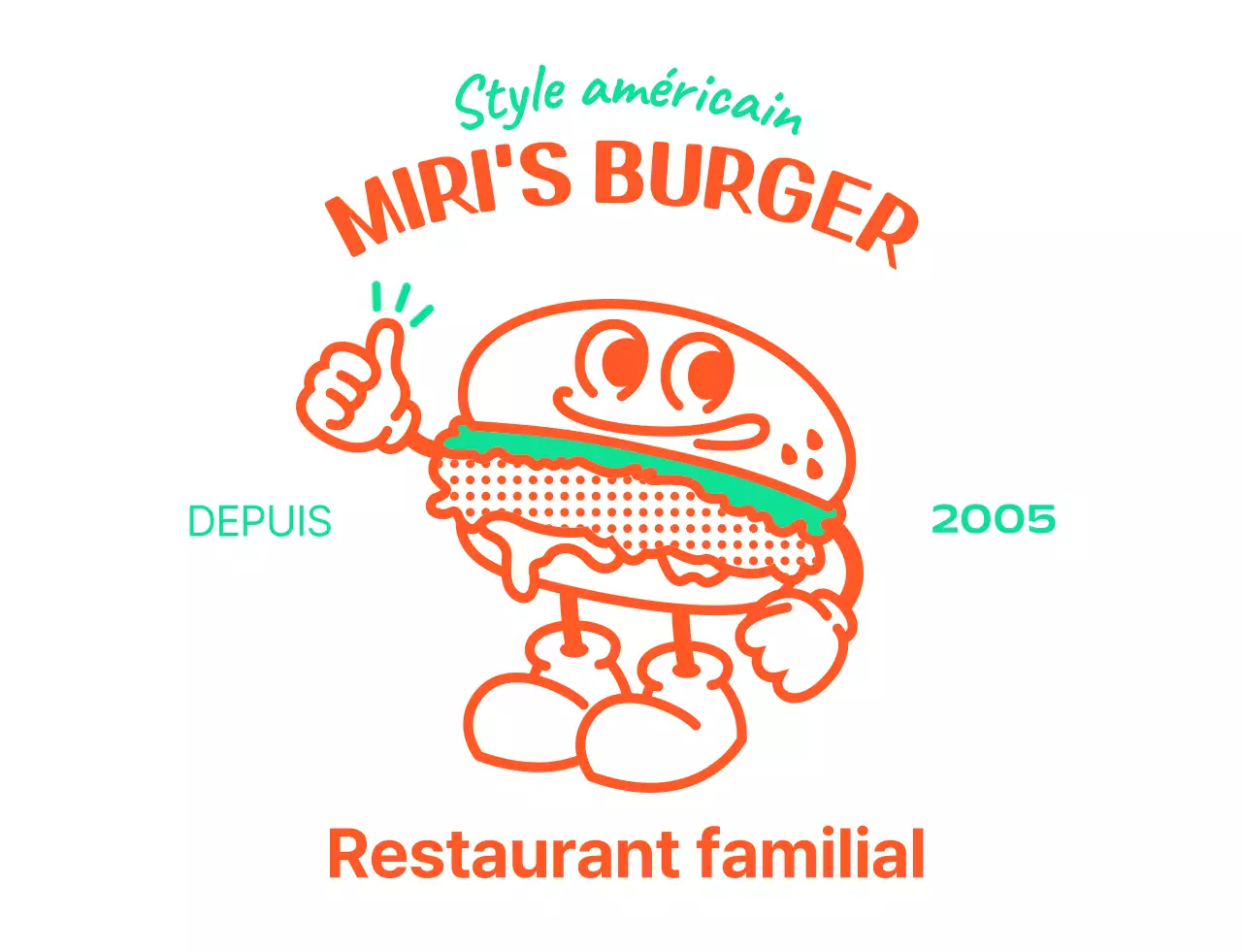 Logo du personnage du hamburger à l'américaine
