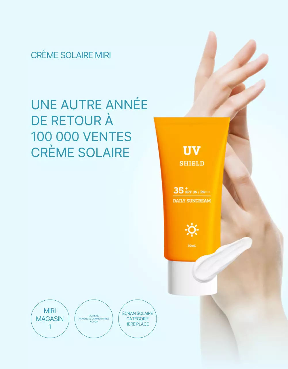 Une simple crème solaire en bleu clair et orange expliquée