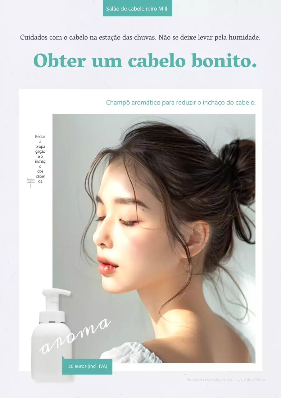 Promover produtos simples de cuidados capilares para a estação das chuvas em verde e cinzento