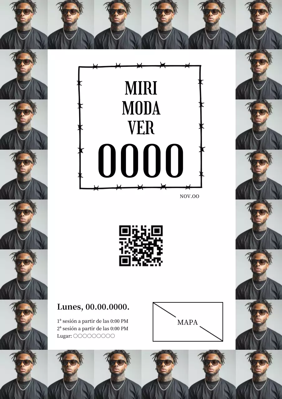 Anuncio de pasarela moderno y sencillo en gris y negro