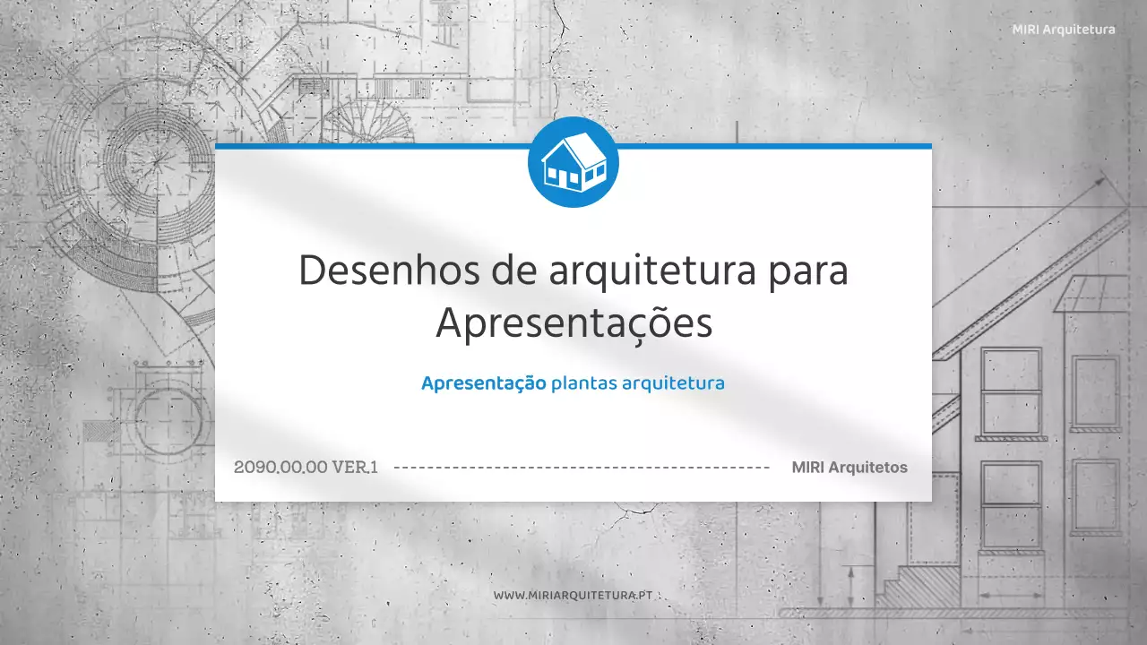 Resumo do projeto de arquitetura simples em azul e cinzento