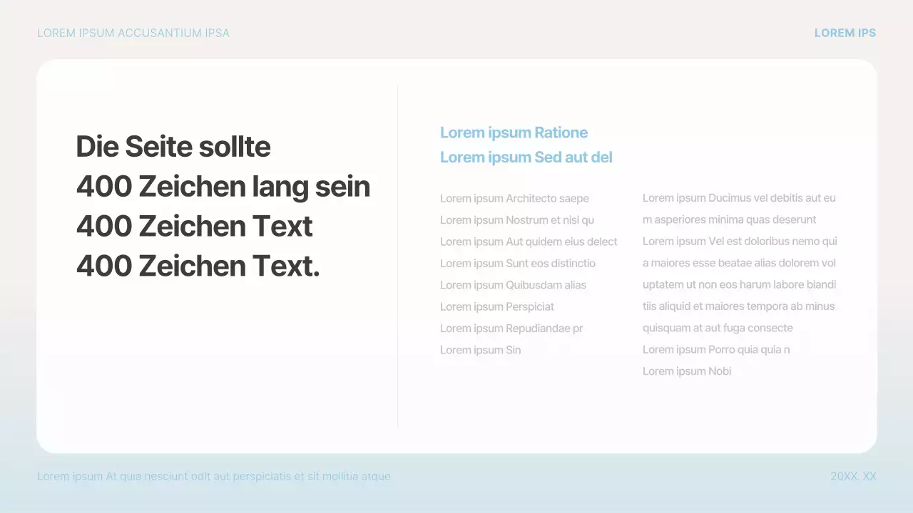Einfacher Präsentationsvorschlag in Hellblau und Weiß