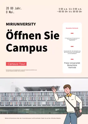 Eine einfache rot-gelbe Universitätswerbung