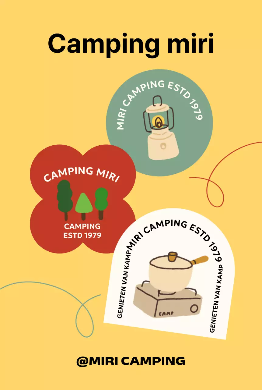 Camping met verschillende vormen en handgetekende kampeerafbeeldingen