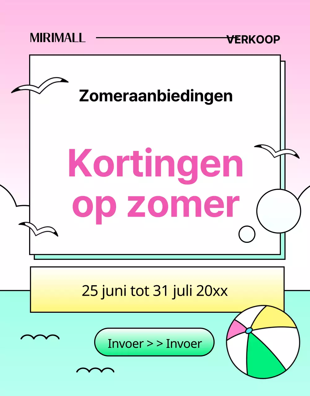 Promoot een tropische zomer in lichtblauw en roze