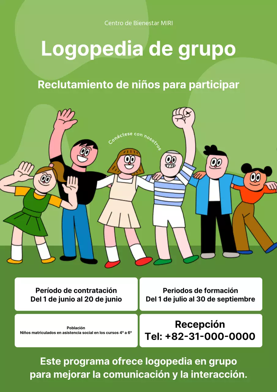 Promueva la logopedia de grupo en verde y caqui con un simpático grupo verde y caqui