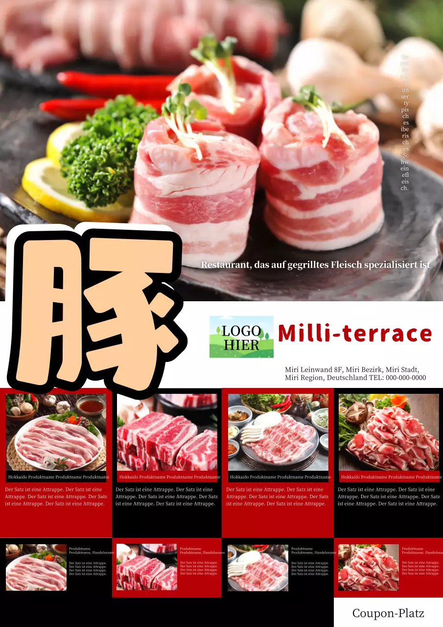 Eine einfache weiß-rote Werbung für ein Wurstwarengeschäft