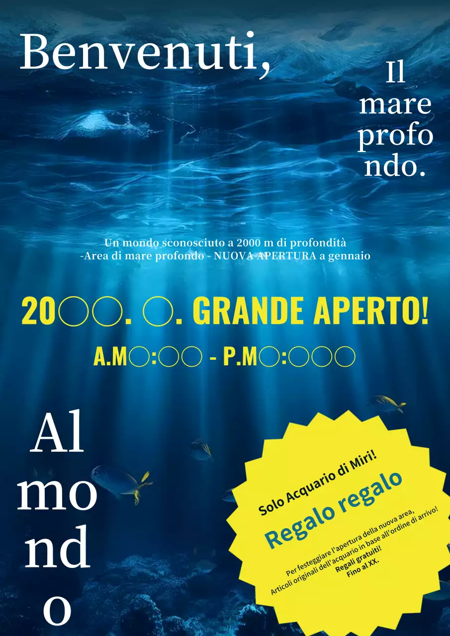 Promuovere l'apertura di una nuova area dell'Acquario di Storia Naturale della Marina.