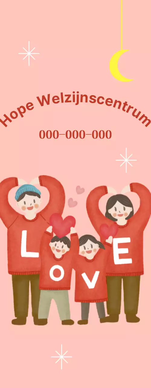 Warm en licht welzijnscentrum met familietekeningen