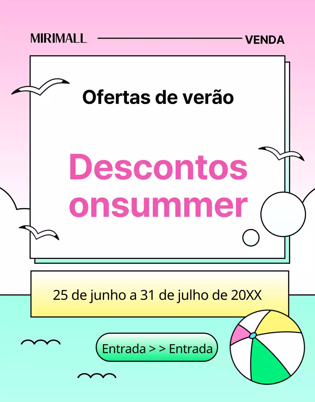 Promover um verão tropical em azul claro e rosa