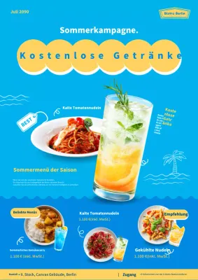 Werben Sie für die schönen blauen und gelben Farben der Sommerprodukte der Saison.