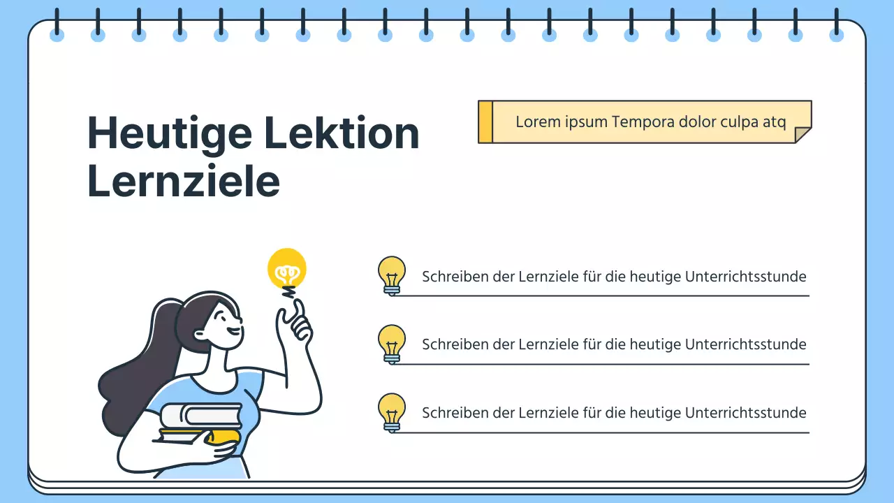 Einfacher Unterrichtsplan für Lehrer in Blau und Weiß