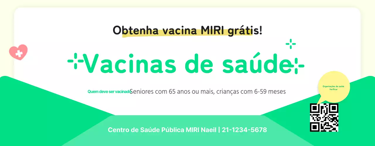 Avisos de vacinação sanitária amarelos e verdes