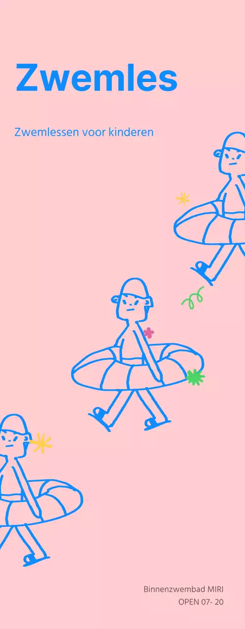 Blauwe en roze zwem- en bewegingscentra voor kinderen promoten