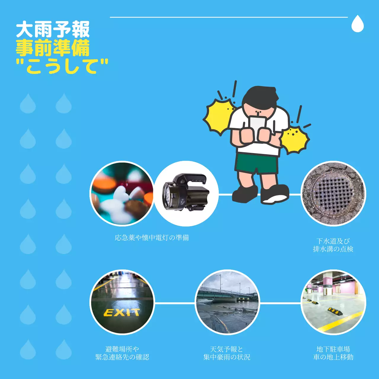 黄色 シンプル 天気 お知らせ Instagram カルーセル