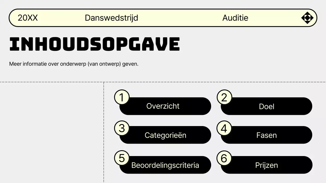 Promoot je dansauditie in trendy grijs en geel