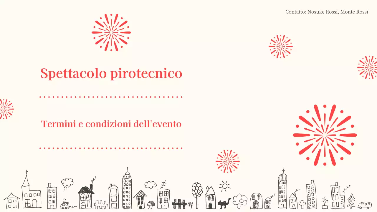 Pianificazione di una festa di fuochi d'artificio beige e rossi