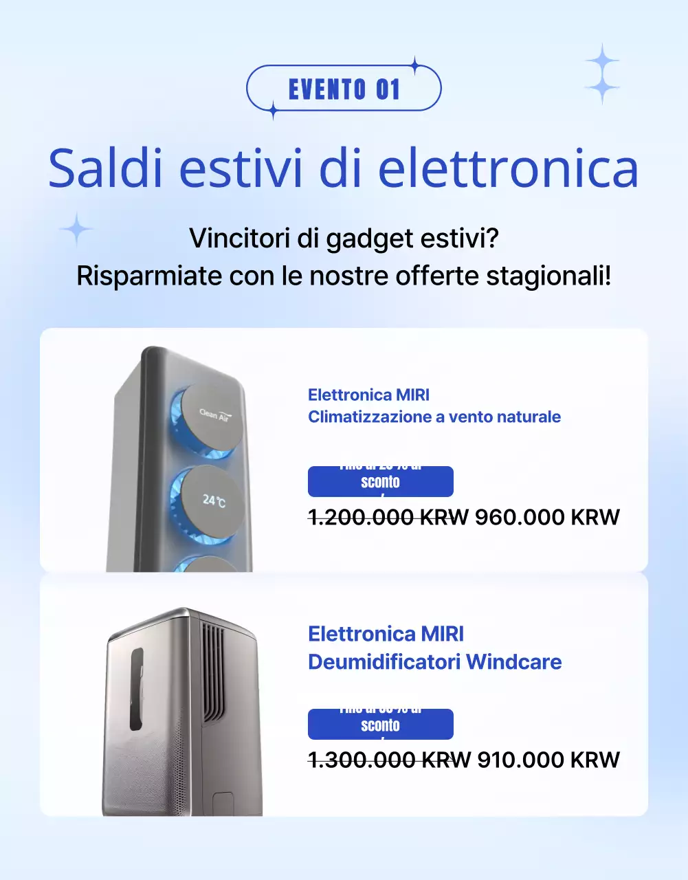 Promuovete un'esposizione di merce estiva con i colori di tendenza blu e azzurro