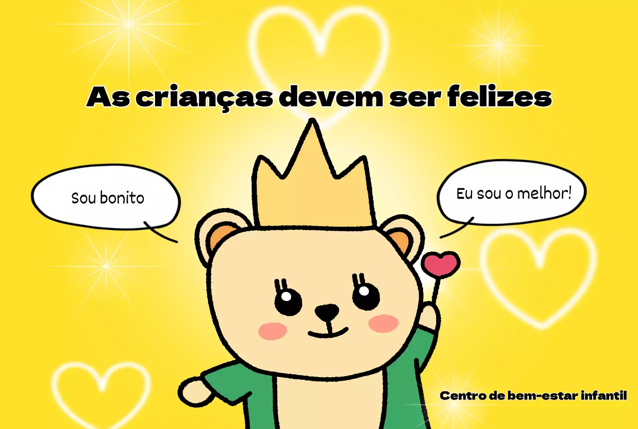 Centro de bem-estar infantil luminoso e cheio de diversão, com personagens engraçadas