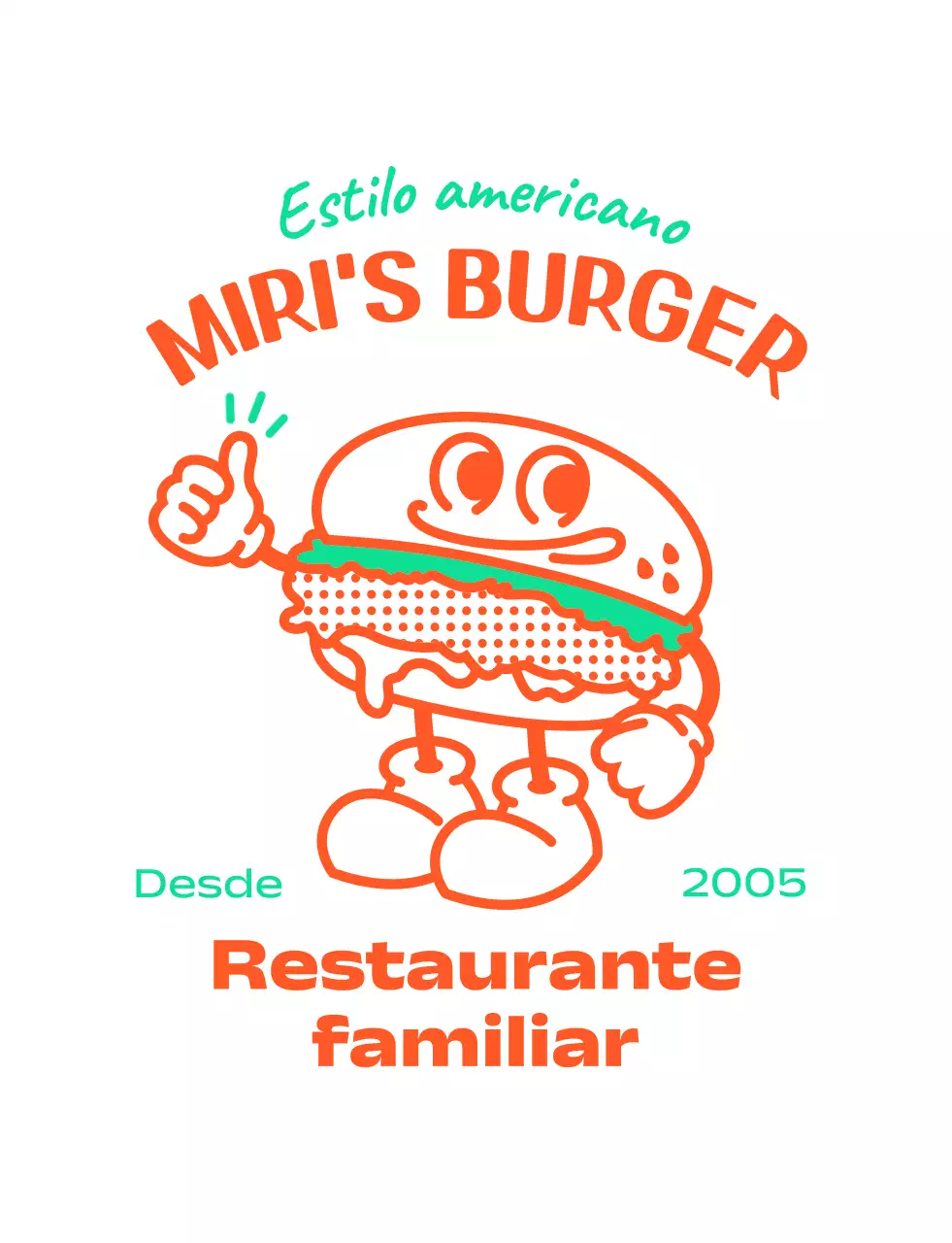 Logotipo del personaje de la hamburguesa americana