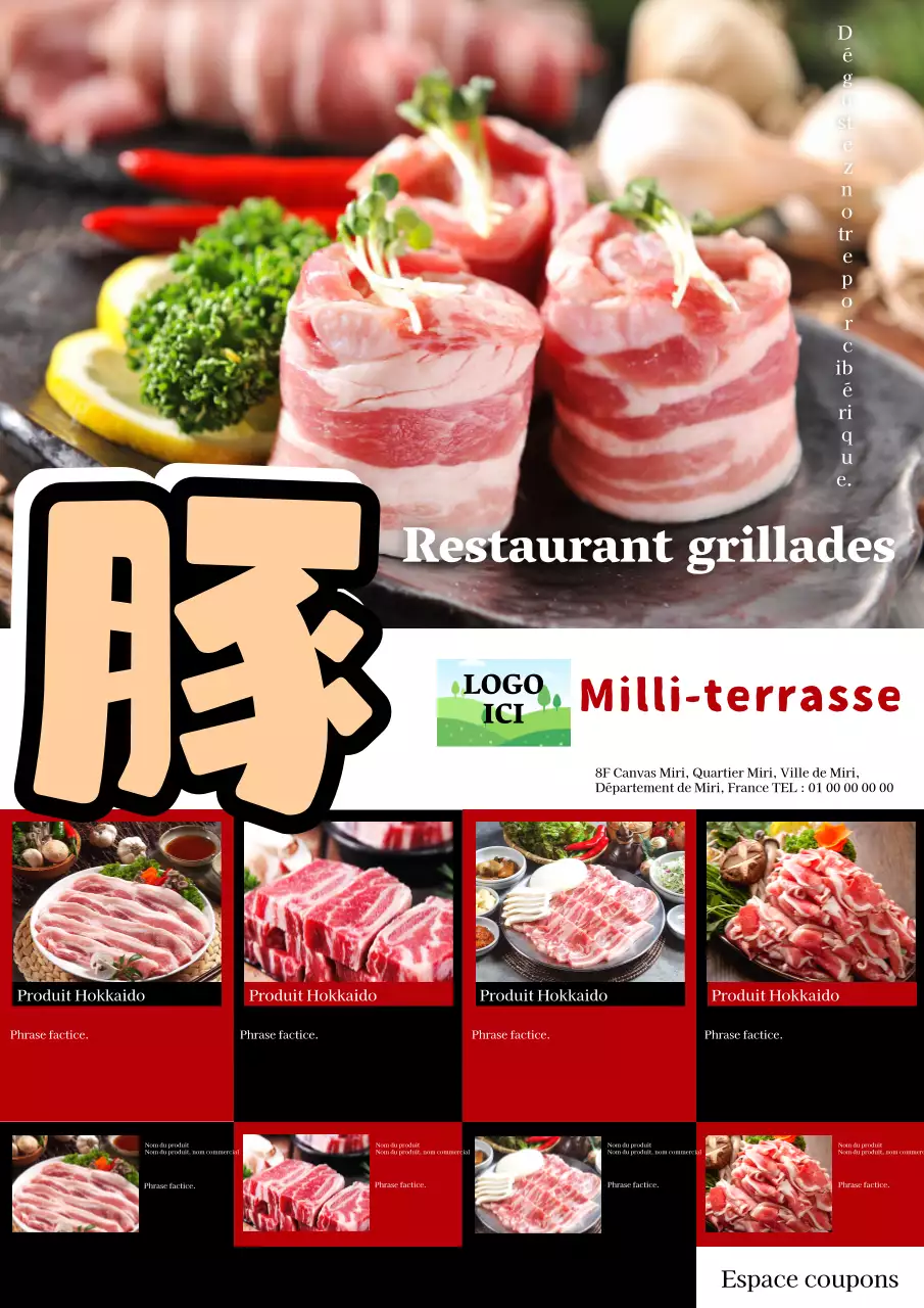 Une simple publicité en blanc et rouge pour un magasin de charcuterie