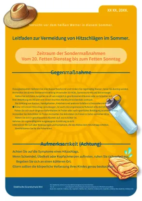 Leitfaden zur Vorbeugung von Hitzschlag im Sommer mit einem orangefarbenen Hitzeschwerpunkt!