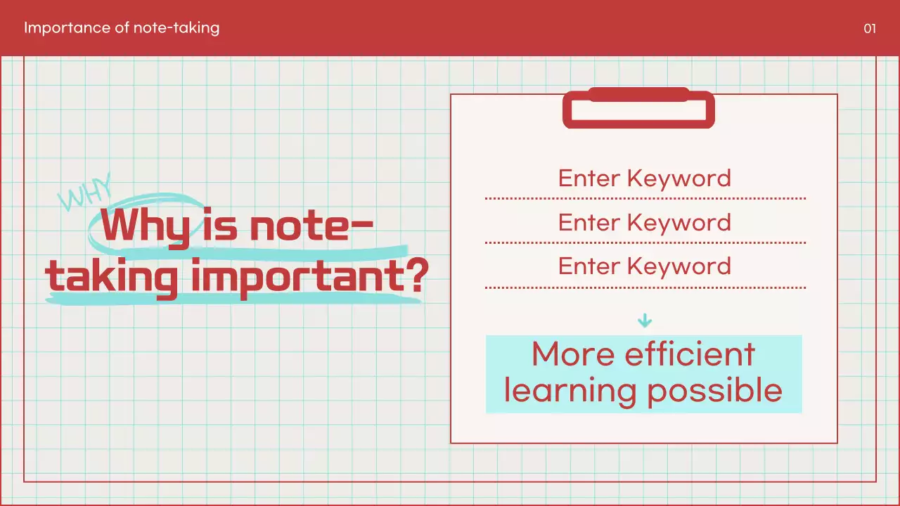 Red Simple Note-Taking Guide Presentation