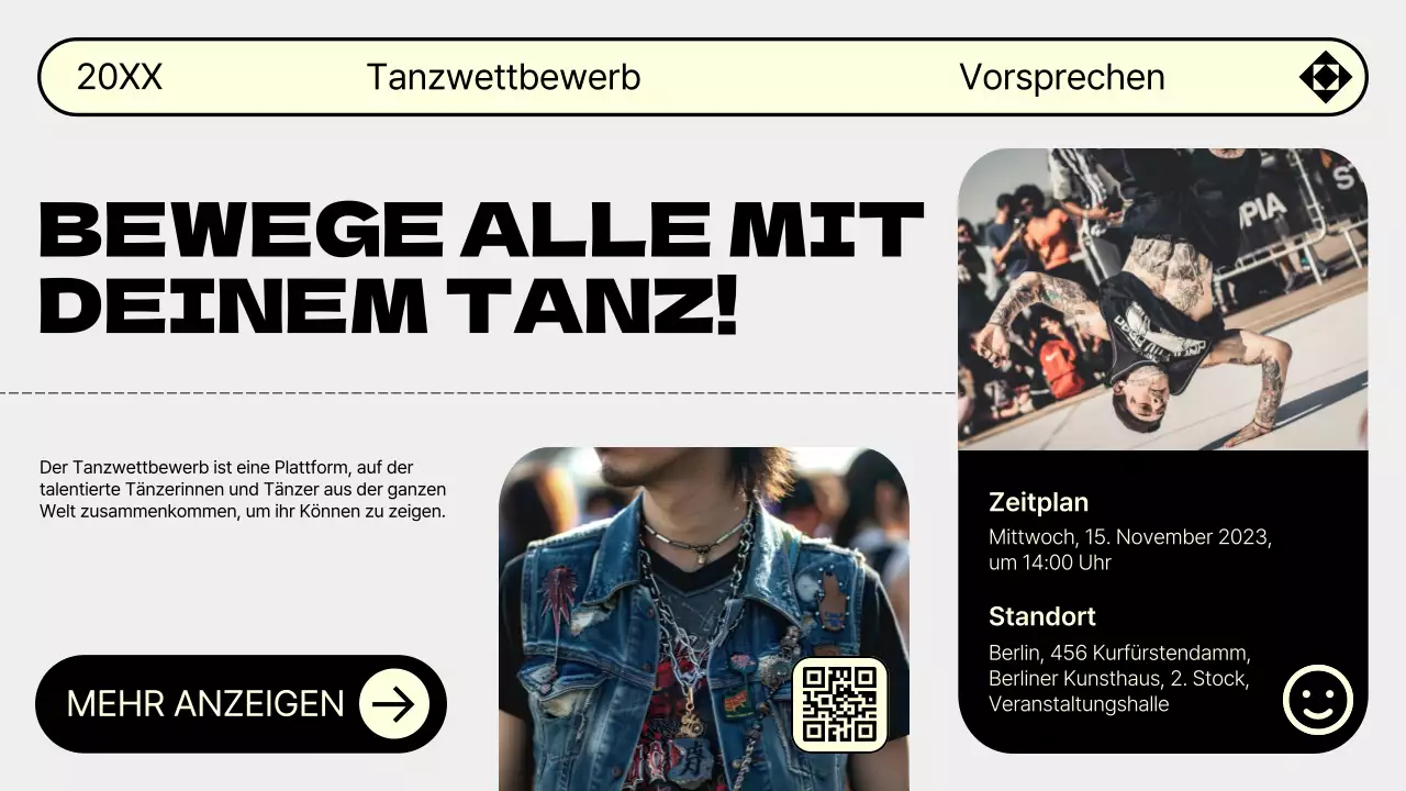 Werben Sie für Ihr Tanzvorsprechen in den Trendfarben Grau und Gelb