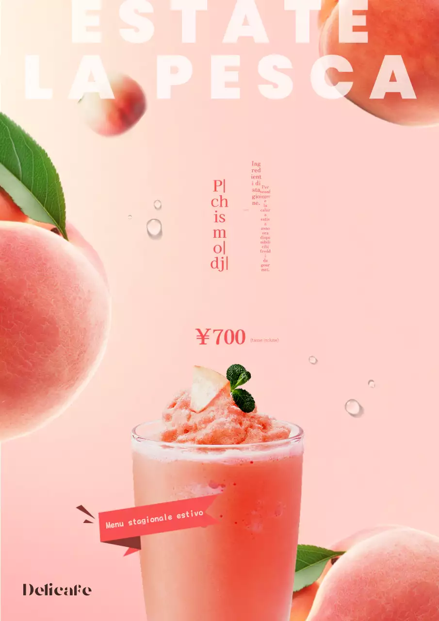 Promuovere un menu di bevande estive di tendenza con i colori rosso e rosa