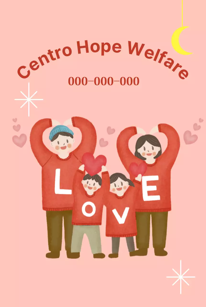 Centro de bienestar cálido y luminoso con ilustraciones familiares