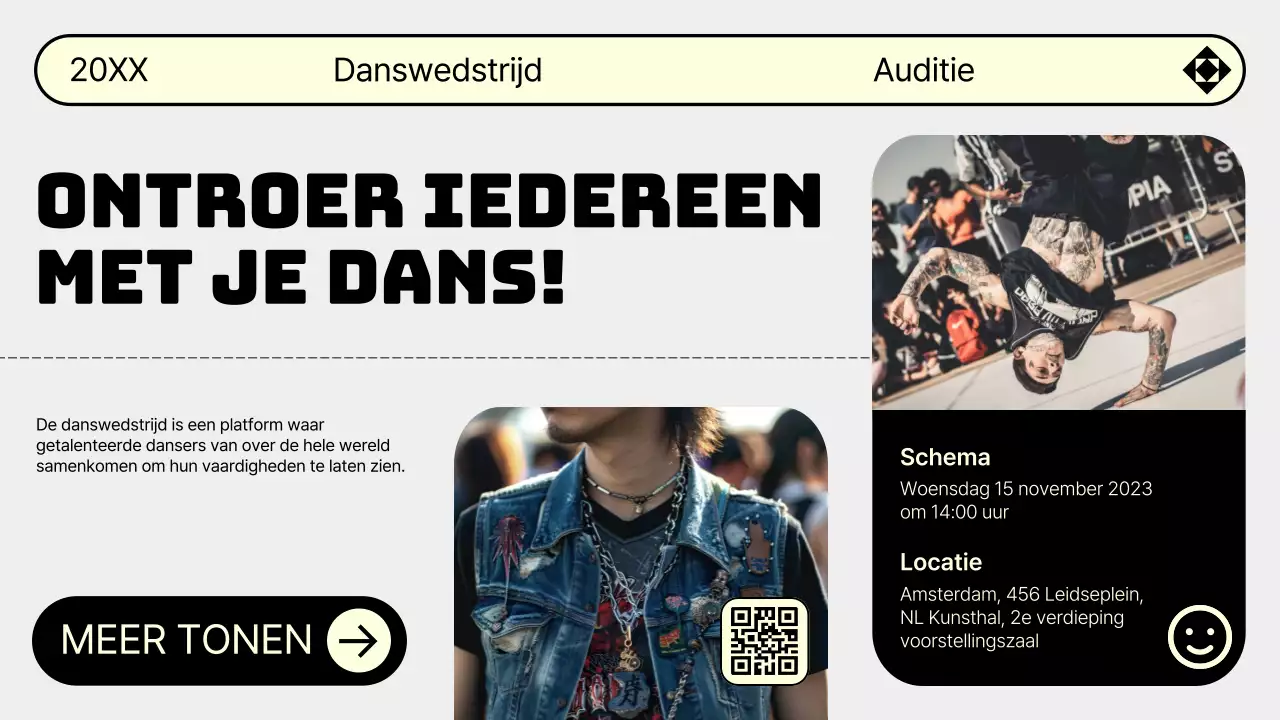 Promoot je dansauditie in trendy grijs en geel